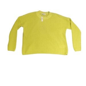 Madewell Women's Oversize Crew neck Collar Ribbed Soft Sweater Lime Green Small